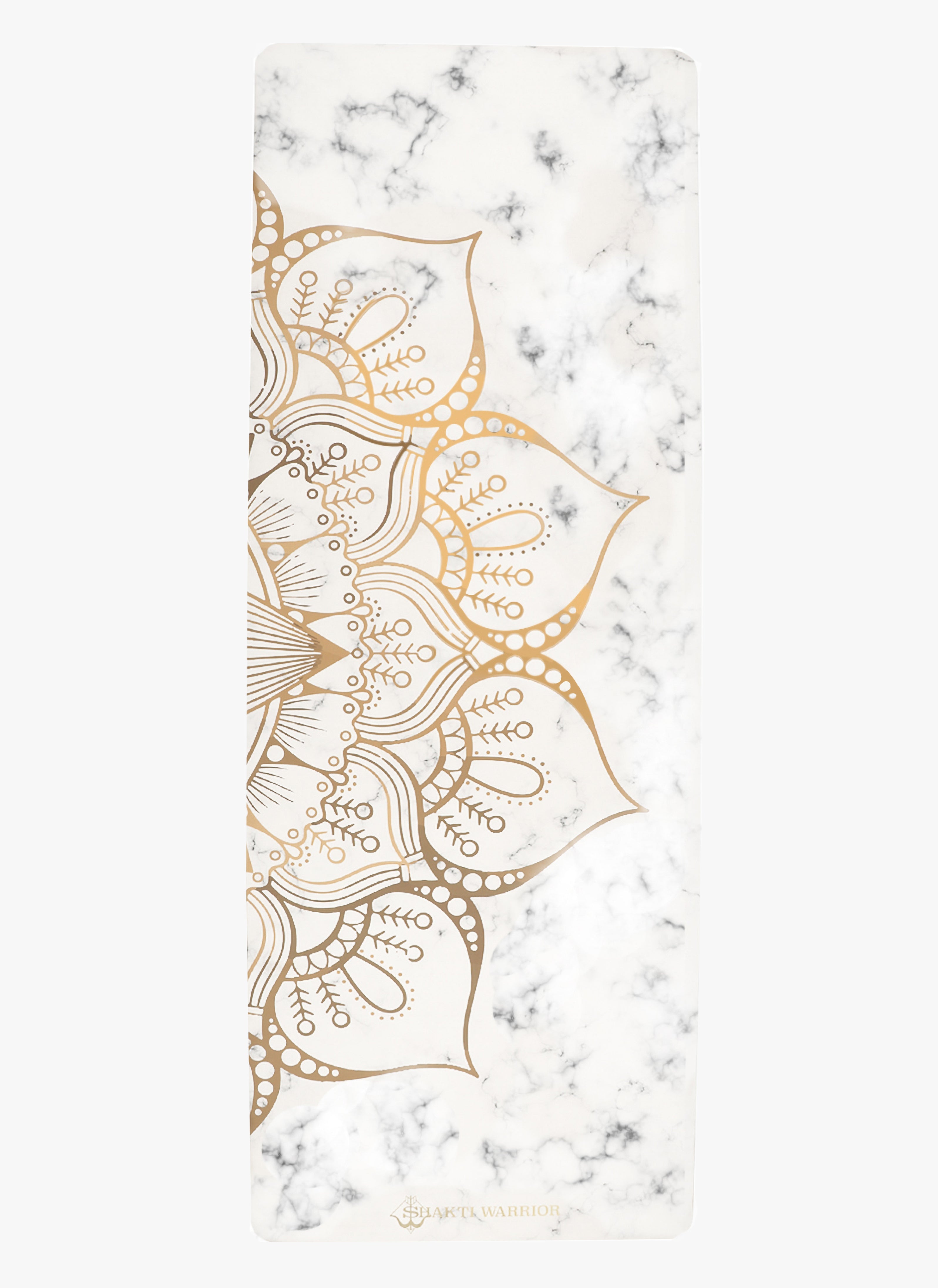 Find serenity on Shakti Warrior's Lotus Recycled PU Yoga Mat. Graceful lotus design on a grippy recycled pu leather surface, wider dimension for enhanced stability. Eco-friendly and perfect for regular and hot yoga.