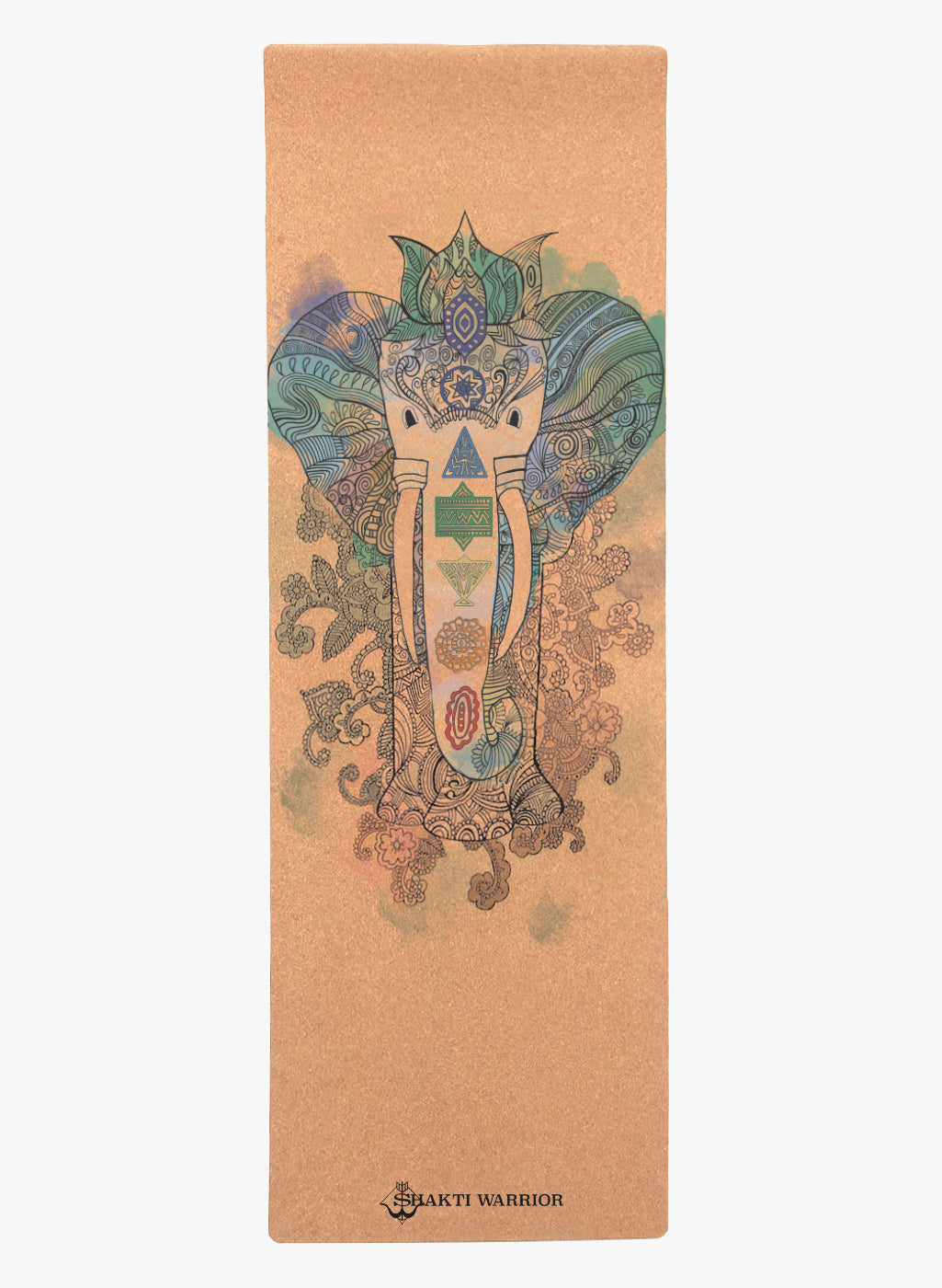 Shakti Warrior Elephant Design Cork Yoga Mat - Sustainable luxury for elevated practice. Handcrafted for grip and performance. Embrace the artistry of Shakti Warrior.