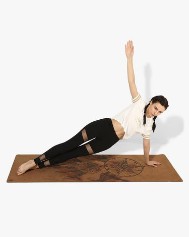 Shakti Warrior Cork Yoga Mat with Dreamcatcher Design - Eco-Friendly Non-Slip Exercise Mat