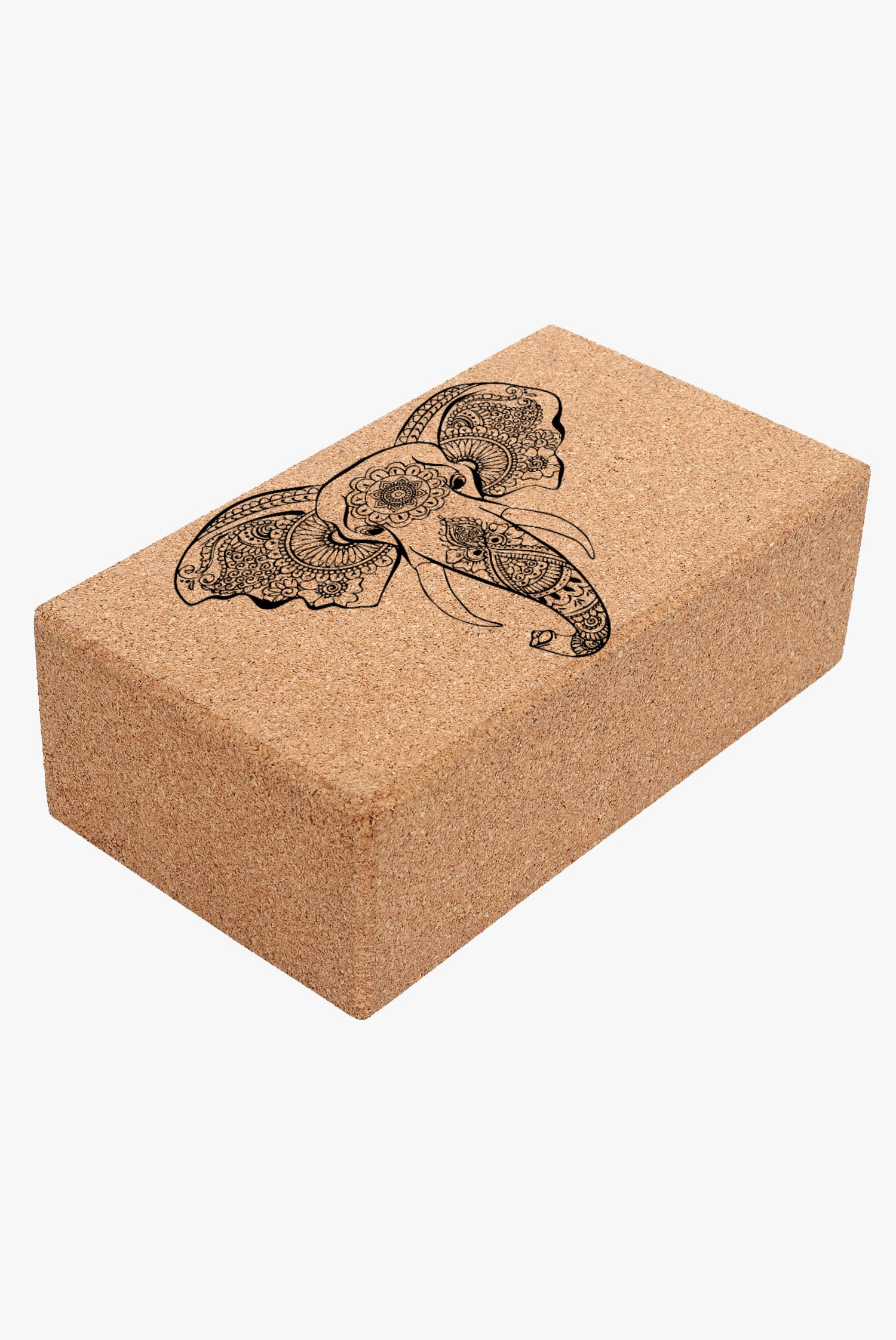 Premium Elephant Design Cork Yoga Block - Sustainable and supportive yoga prop for enhanced poses and practice. Elevate your yoga journey with the best cork blocks