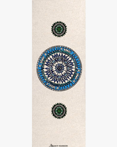 Shakti Warrior Mandala Design Hemp Yoga Mat - Experience ancient symbolism on a hemp mat, renowned for its natural grip, durability, and eco-conscious luxury. Elevate your practice with superior hemp properties.