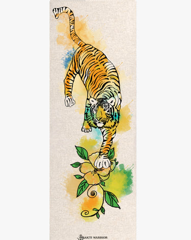 Shakti Warrior Tiger Hemp Yoga Mat - Embrace the strength and intuition of tigers on a sustainable hemp mat. Elevate your practice with eco-conscious luxury, grip, and transformative yoga experience